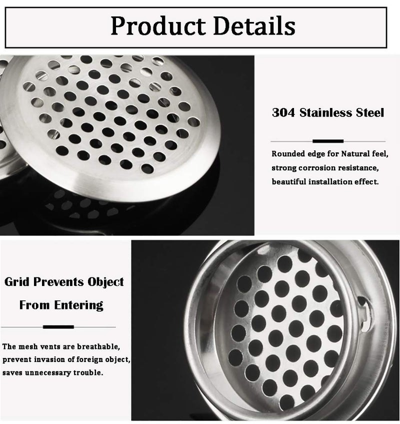 NACX 50Pcs Air Vents 53mm Circular Soffit Vent Stainless Steel Round Vent Mesh Hole Louver for Kitchen Bathroom Cabinet Wardrobe - Image 3